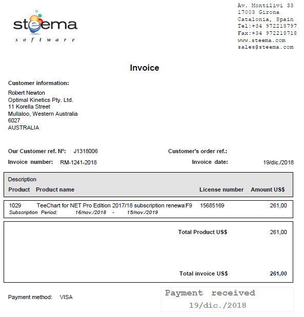 Steema Invoice DEcember 2018 - Optimal Kinetics.jpg